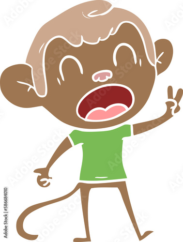 shouting flat color style cartoon monkey