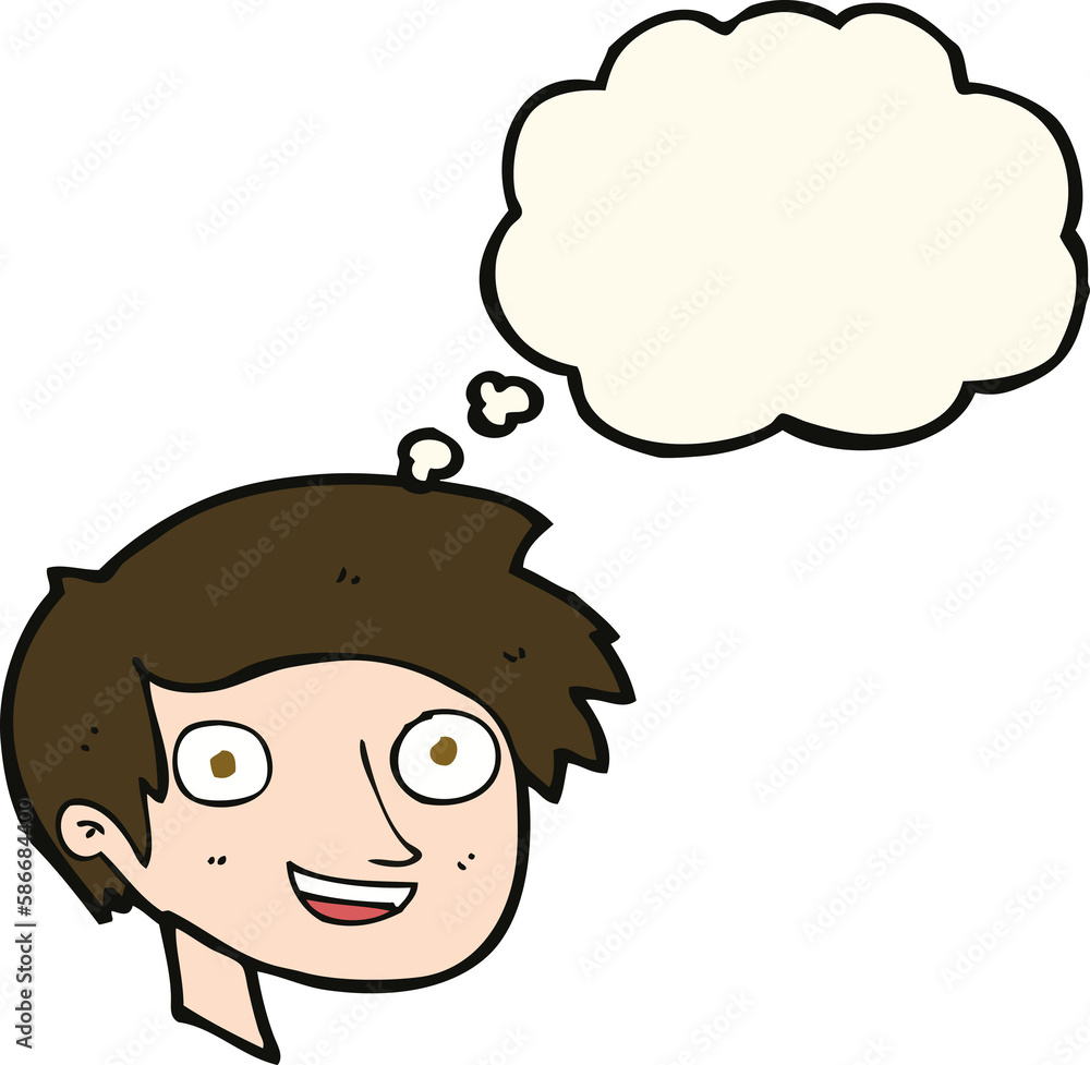 cartoon happy boy face with thought bubble cartoon happy boy face with thought bubble