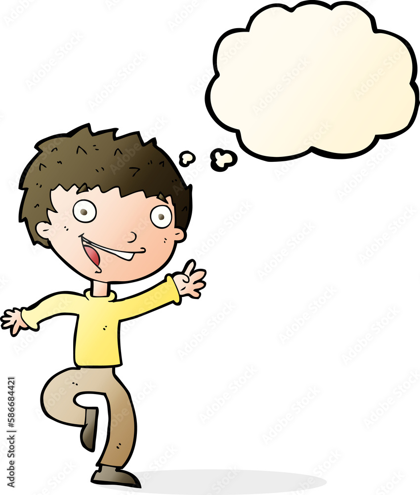 cartoon excited boy with thought bubble cartoon excited boy with thought bubble