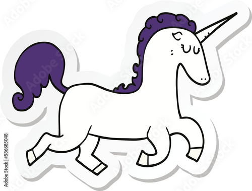 sticker of a cartoon unicorn