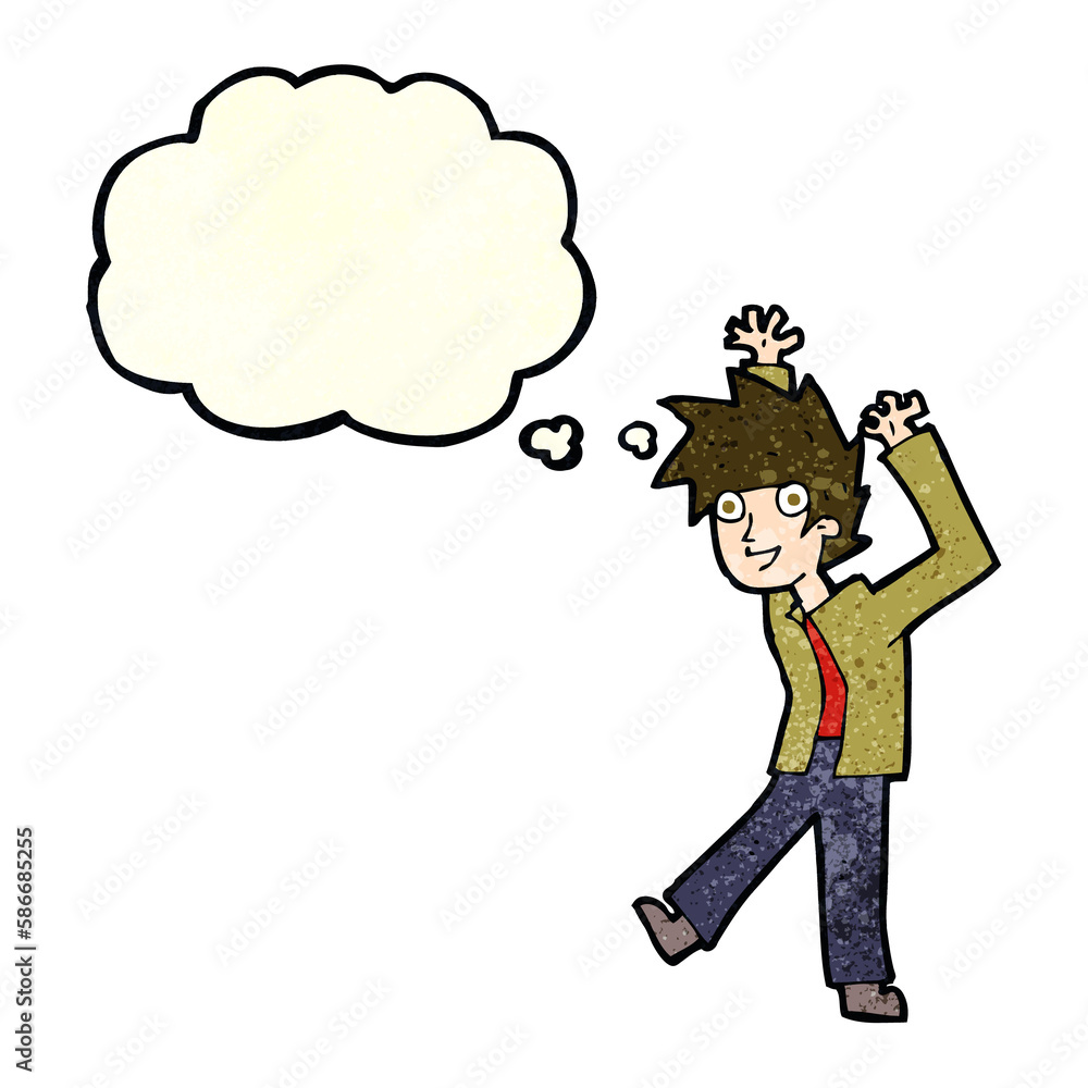 cartoon excited boy with thought bubble cartoon excited boy with thought bubble
