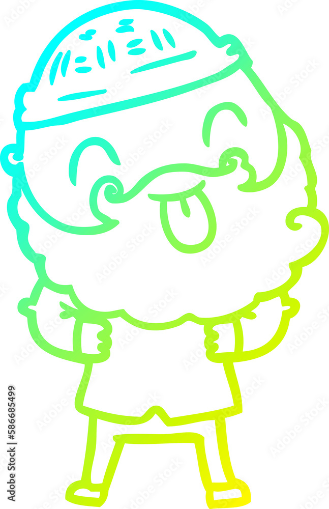 cold gradient line drawing man with beard sticking out tongue cold gradient line drawing man with beard sticking out tongue