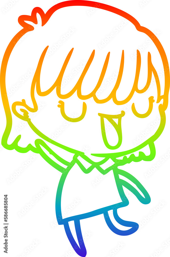rainbow gradient line drawing cartoon woman rainbow gradient line drawing cartoon woman