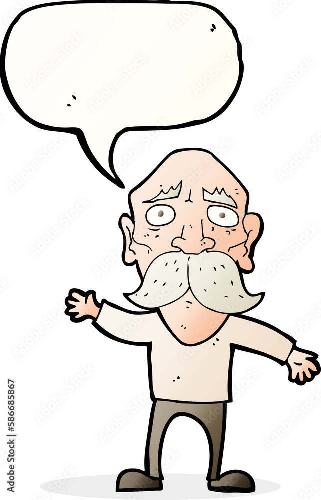 cartoon worried old man with speech bubble cartoon worried old man with speech bubble