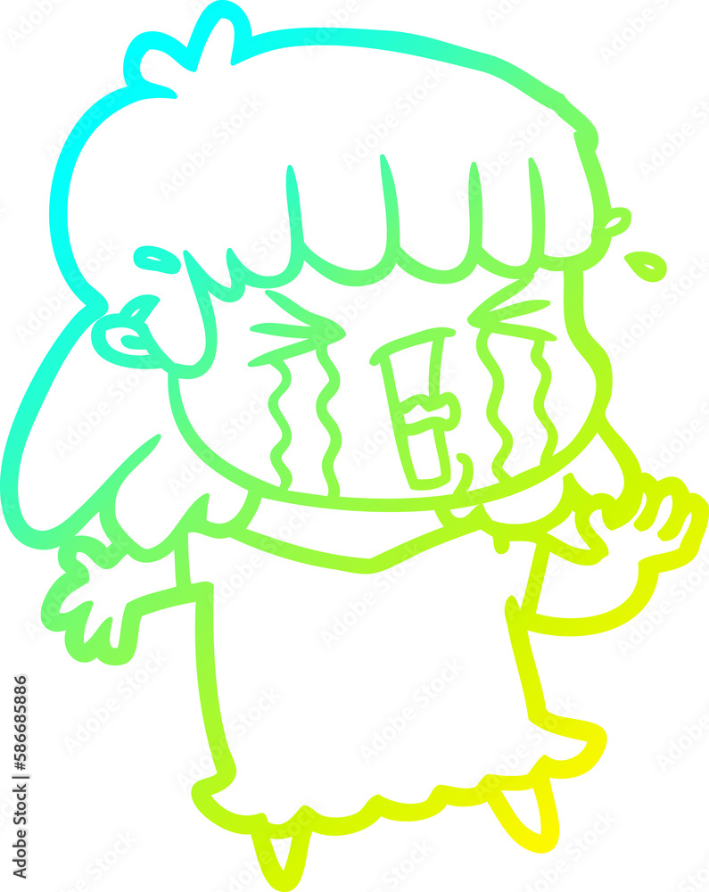 cold gradient line drawing cartoon woman in tears cold gradient line drawing cartoon woman in tears