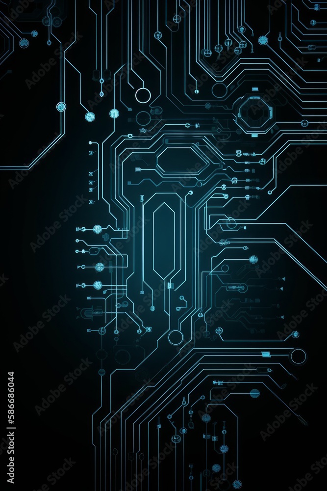 TRON style minimalist circuit board background.Generative AI TRON style minimalist circuit board background.Generative AI