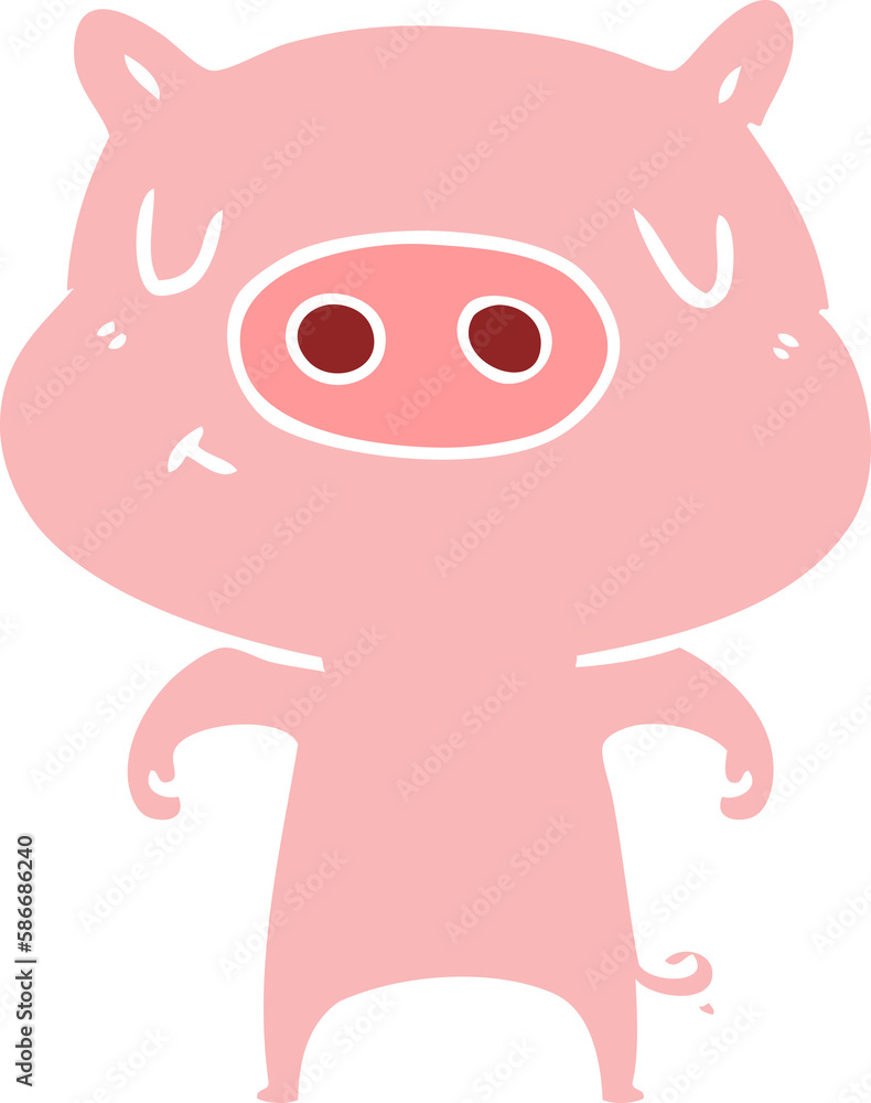 flat color style cartoon content pig flat color style cartoon content pig