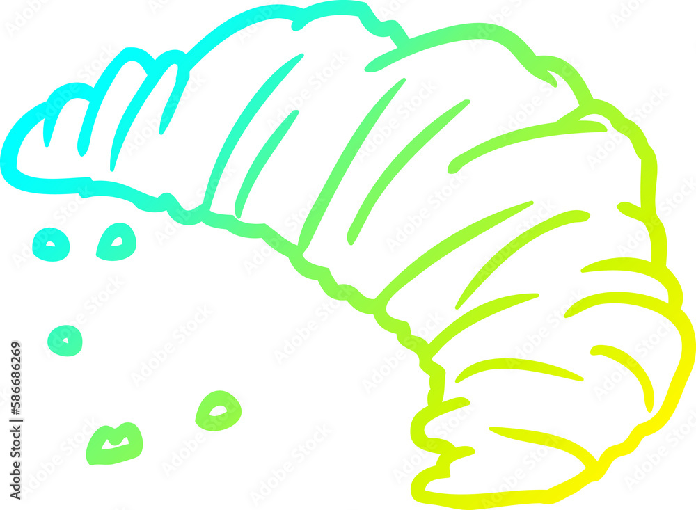 Fototapeta premium cold gradient line drawing croissant