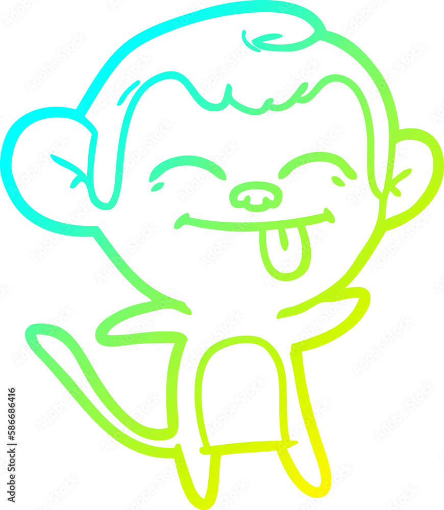 cold gradient line drawing funny cartoon monkey cold gradient line drawing funny cartoon monkey