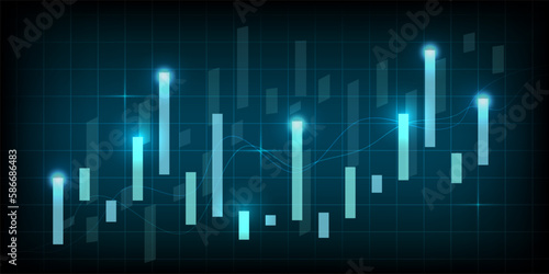 Colorful Stock Market Trading Background. Wallpaper. Finance Banner. Graph. Vector Illustration