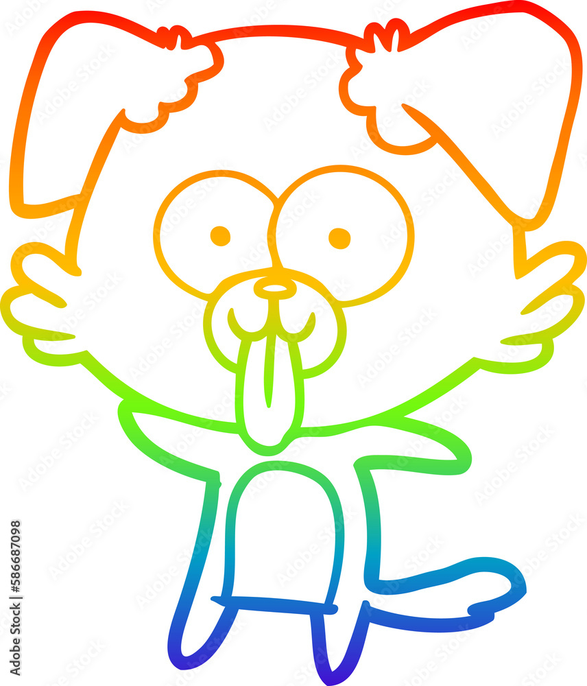 rainbow gradient line drawing cartoon dog with tongue sticking out rainbow gradient line drawing cartoon dog with tongue sticking out