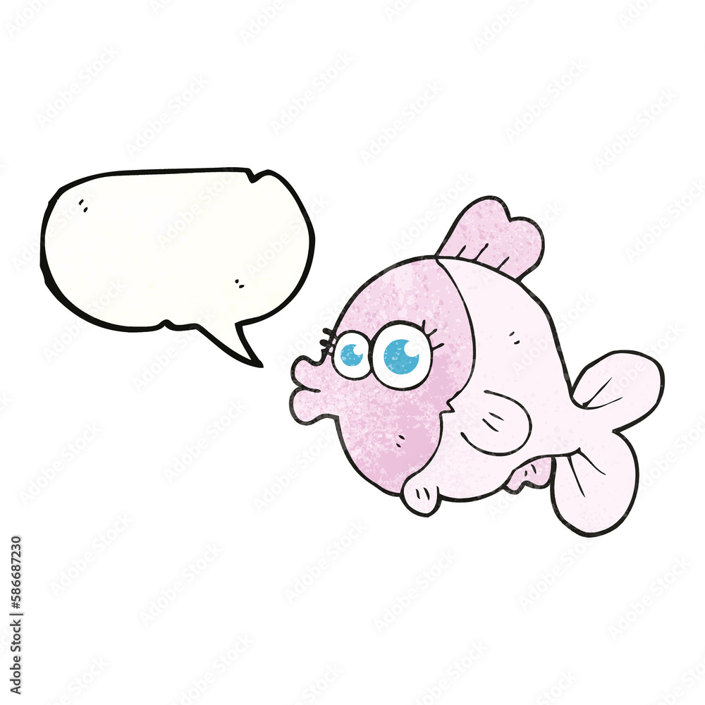 funny speech bubble textured cartoon fish with big pretty eyes funny speech bubble textured cartoon fish with big pretty eyes