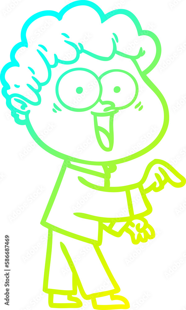 cold gradient line drawing cartoon happy man cold gradient line drawing cartoon happy man