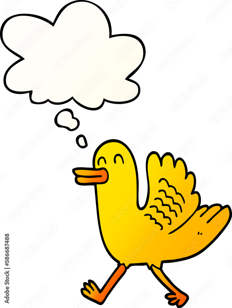 cartoon duck and thought bubble in smooth gradient style cartoon duck and thought bubble in smooth gradient style