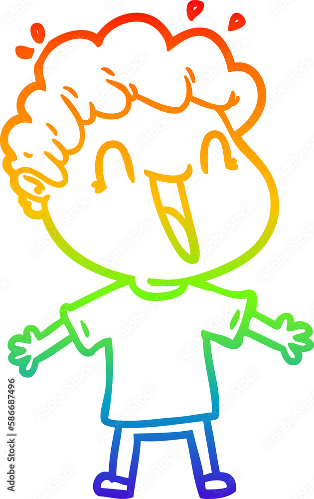 rainbow gradient line drawing cartoon happy man rainbow gradient line drawing cartoon happy man