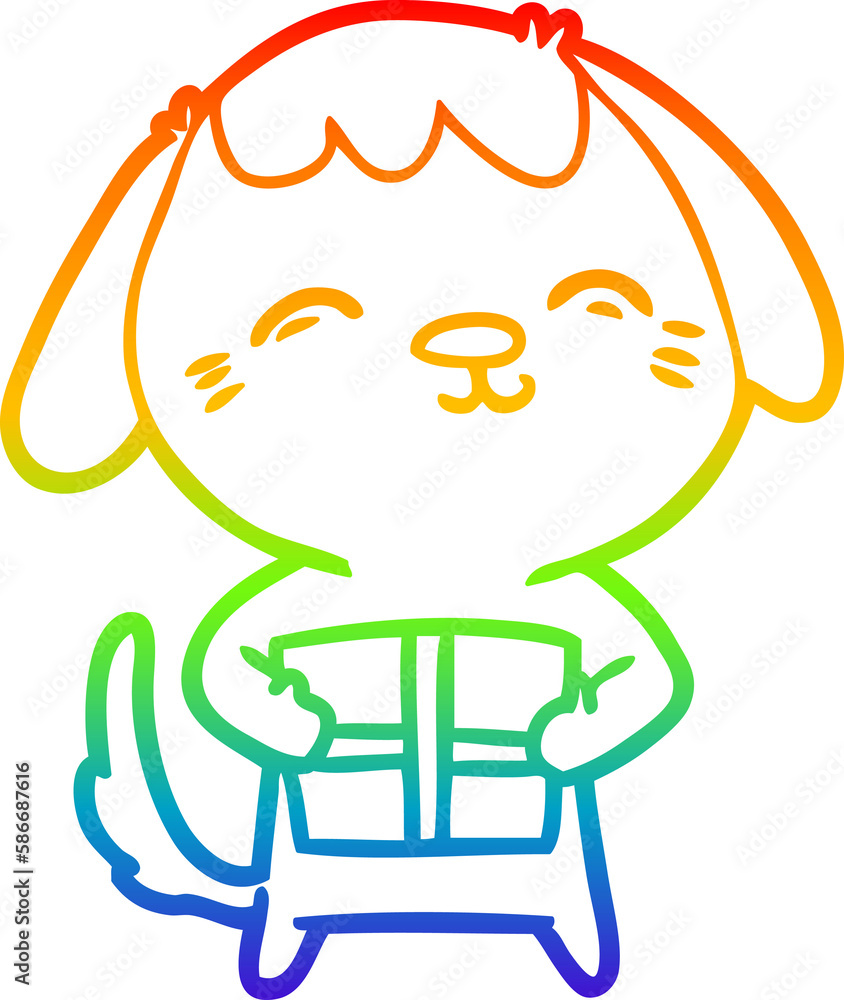 rainbow gradient line drawing happy cartoon dog rainbow gradient line drawing happy cartoon dog