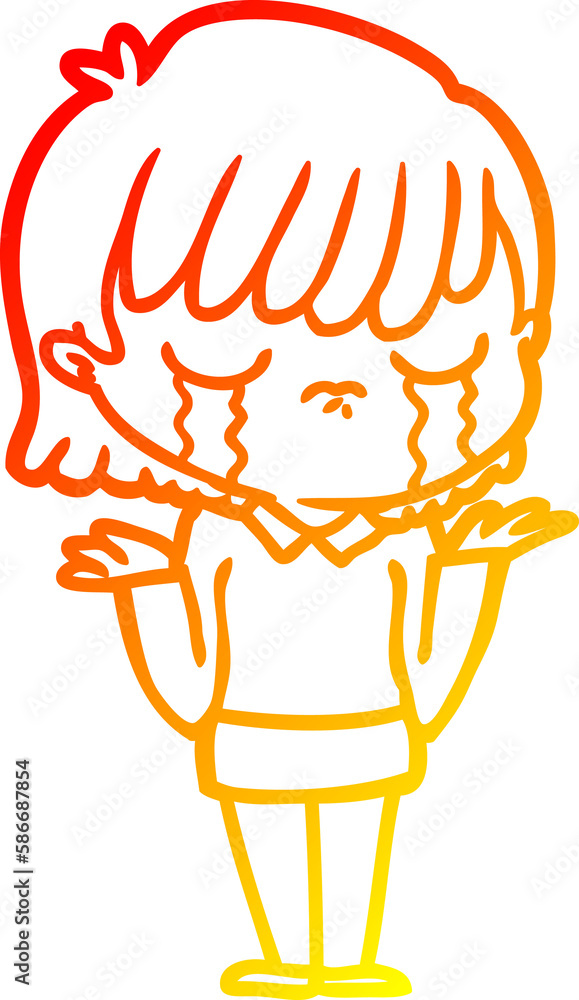 warm gradient line drawing cartoon woman crying warm gradient line drawing cartoon woman crying