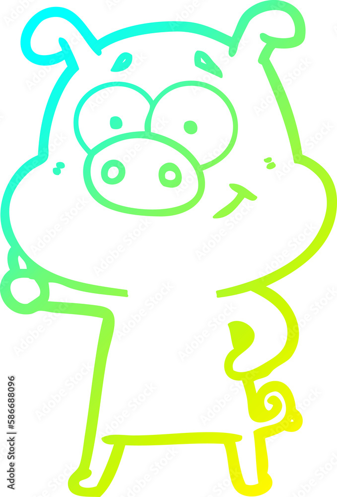 cold gradient line drawing happy cartoon pig cold gradient line drawing happy cartoon pig