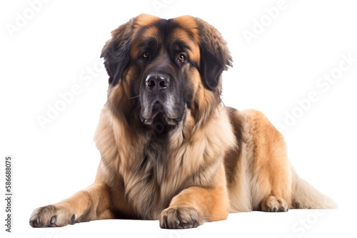 Leonberger Dog On Isolated Transparent Background  png. Generative AI