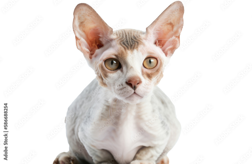Devon Rex Cat On Isolated Transparent Background, png. Generative AI