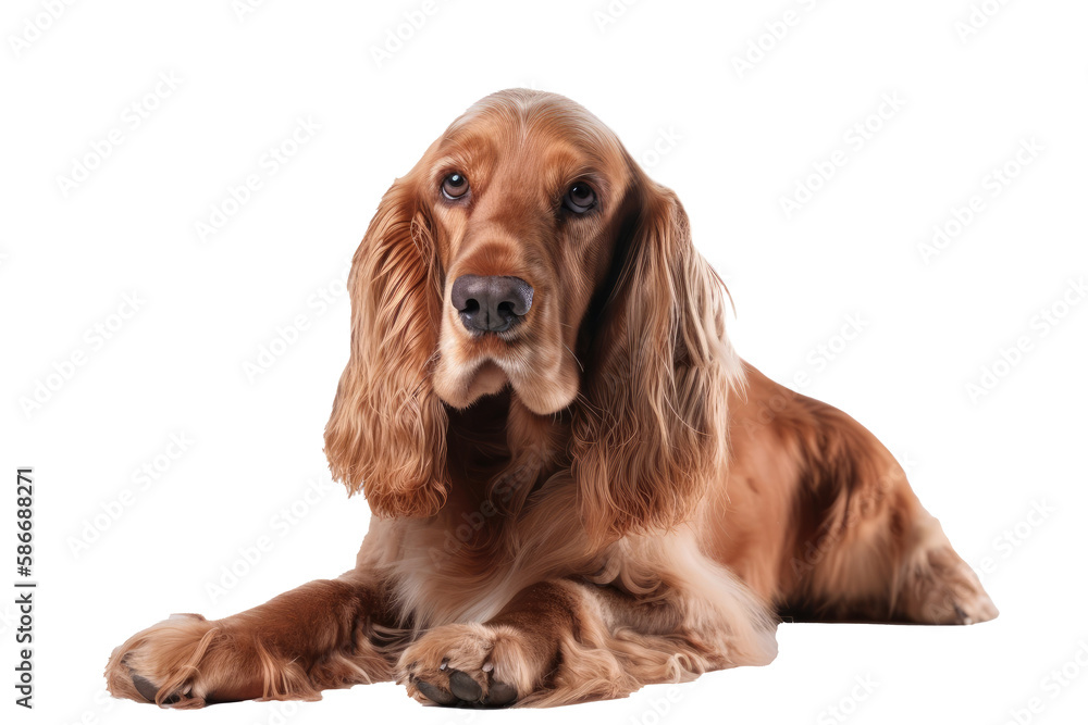 English Cocker Spaniel Dog On Isolated Transparent Background, png. Generative AI