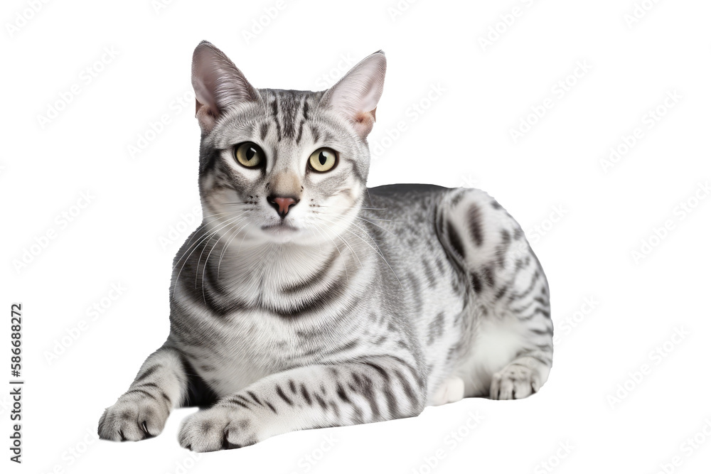 Egyptian Mau Cat On Isolated Transparent Background, png. Generative AI