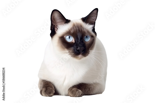Snowshoe Siamese Cat On Isolated Transparent Background, png. Generative AI