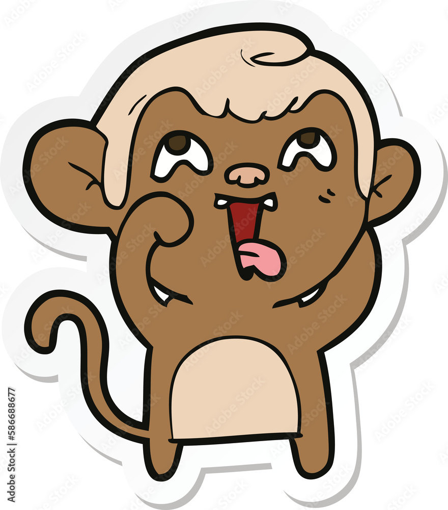 sticker of a crazy cartoon monkey sticker of a crazy cartoon monkey