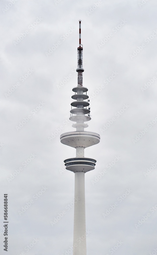 Fototapeta premium Famous White Needle: Heinrich Hertz Turm TV Tower in Hamburg, Germany