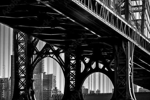Abstract Bridge close up architectural detail monochrome background. High resolution black and white image