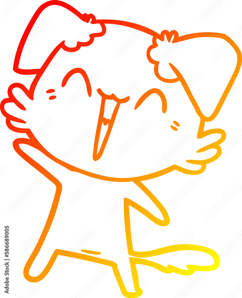 Fototapeta premium warm gradient line drawing happy little dog cartoon