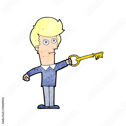 cartoon man with key