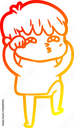 warm gradient line drawing cartoon curious man