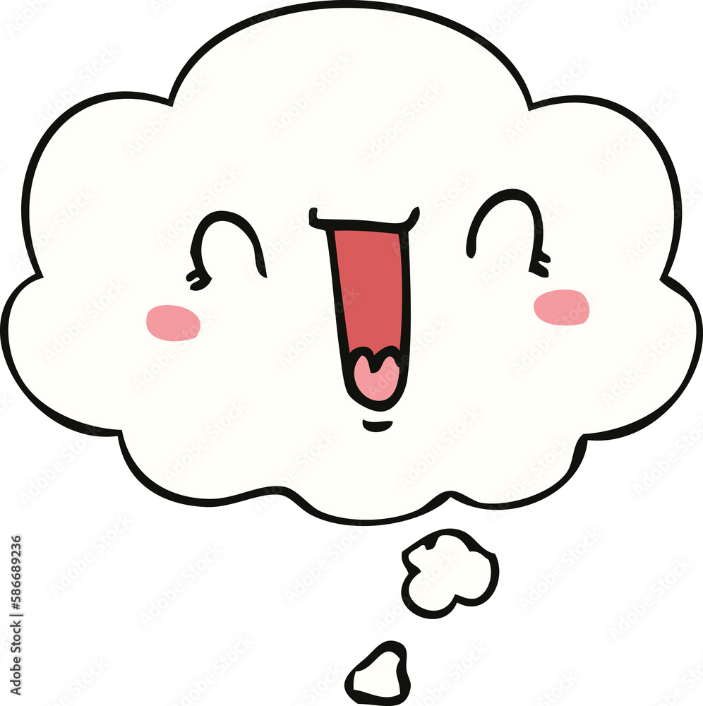 Obraz premium happy cartoon face and thought bubble
