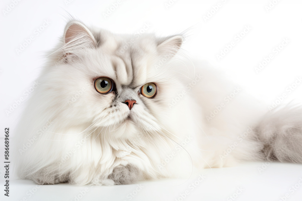 Persian Cat On White Background. Generative AI