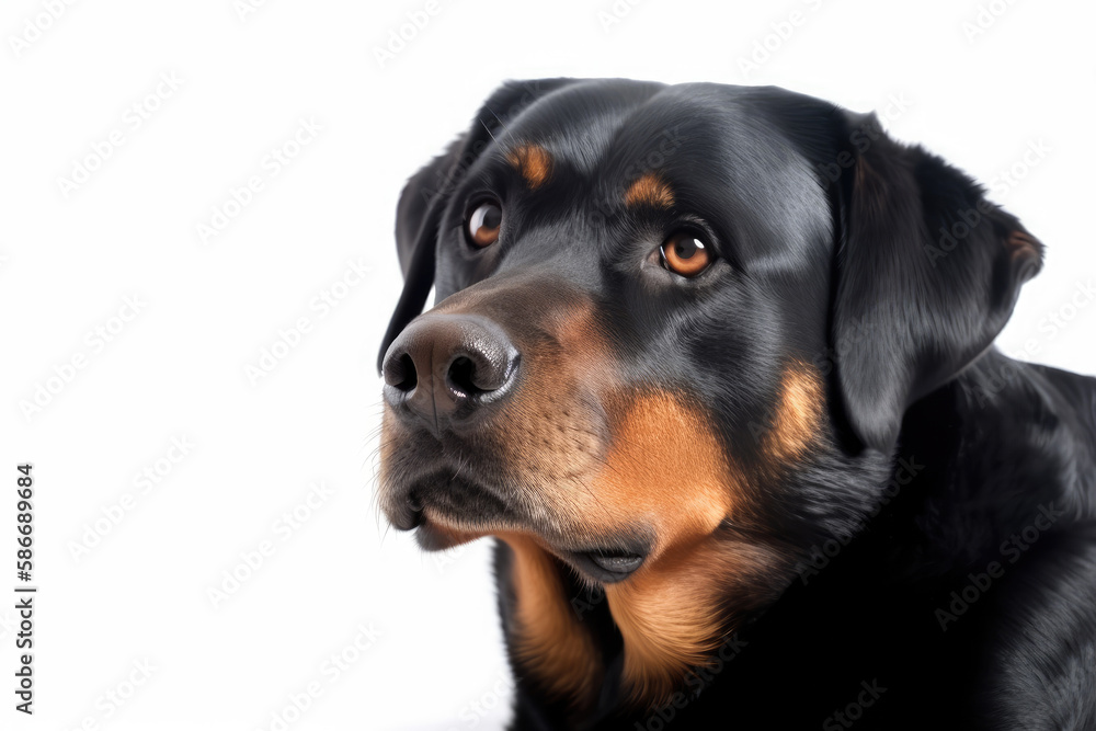 Rottweiler Dog On White Background. Generative AI