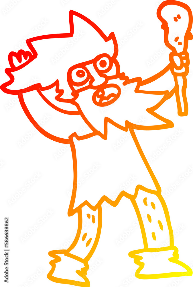 warm gradient line drawing cartoon crazy caveman warm gradient line drawing cartoon crazy caveman