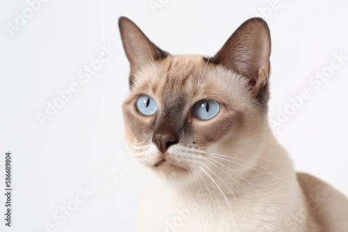 Thai Cat On White Background with copy space. Generative AI