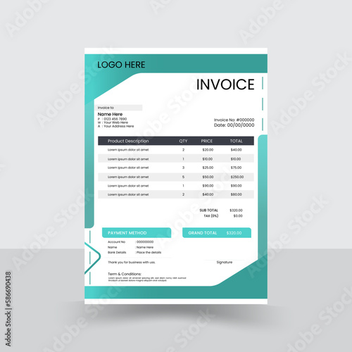 Business invoice form template. Invoicing quotes, money bills or price invoices and payment agreement design templates. Tax form, bill graphic or payment receipt page vector set 