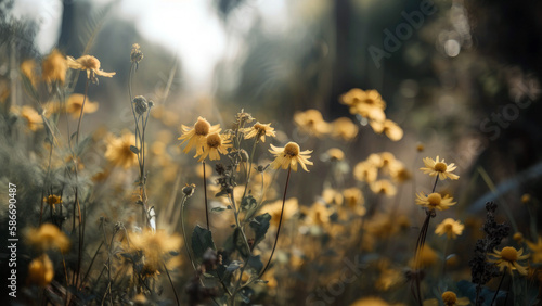 Wildflowers background. Generative AI