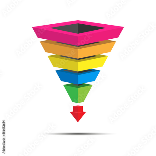 Infographics of lead generation, sales funnel for presentation of applications and websites, 3D simulation