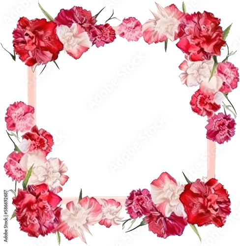 carnation flower frame watercolor