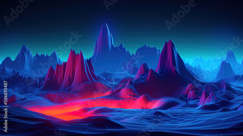 seascape  terrain panoramic view  fantastic virtual reality wallpaper. Generative Ai