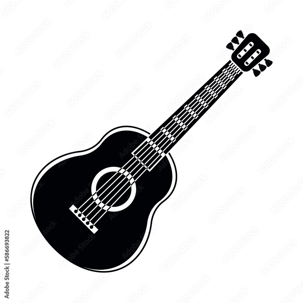 Iconic silhouette of acoustic guitar Iconic silhouette of acoustic guitar