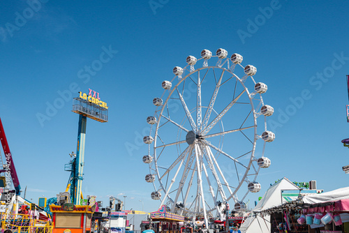 The ferris wheel at the Mallorca fair in Spain. with a blue sky