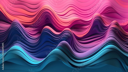 3d render, abstract background with paper waves. Generative Ai