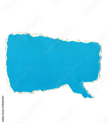 rectangular speech bubbles from torn blue paper, torn paper for thought message cloud