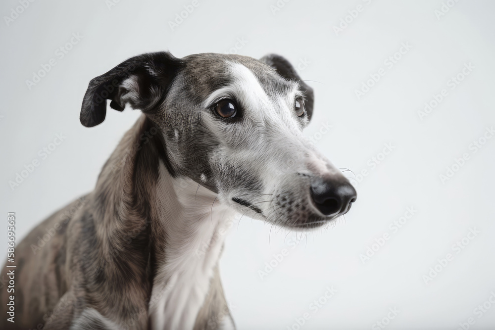Greyhound Dog On White Background. Generative AI