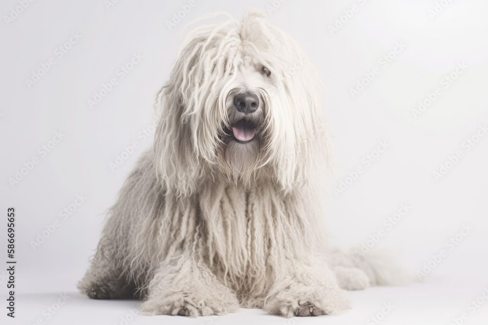 Komondor Dog On White Background. Generative AI
