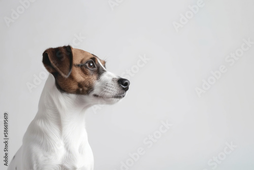 Jack Russell Terrier Dog On White Background. Copy space. Generative AI